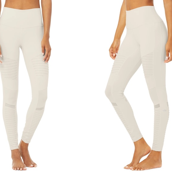 ALO Yoga Pants - Alo Yoga High-Waist Moto Leggings in Bone
